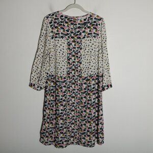 Boden Hopscotch Ivory Meadow Floral Womens 10 Shift Mini Preppy Garden Pink Blue